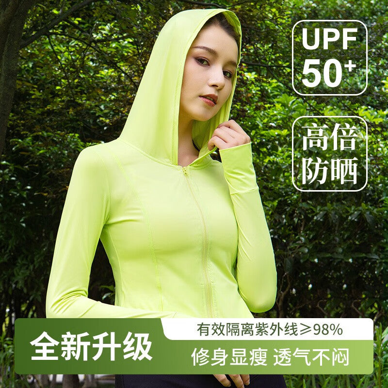 New style sun protection clothing for women, slim yoga sports ice silk cardigan, stand collar, tight and light jacket, tight sun protection clothing