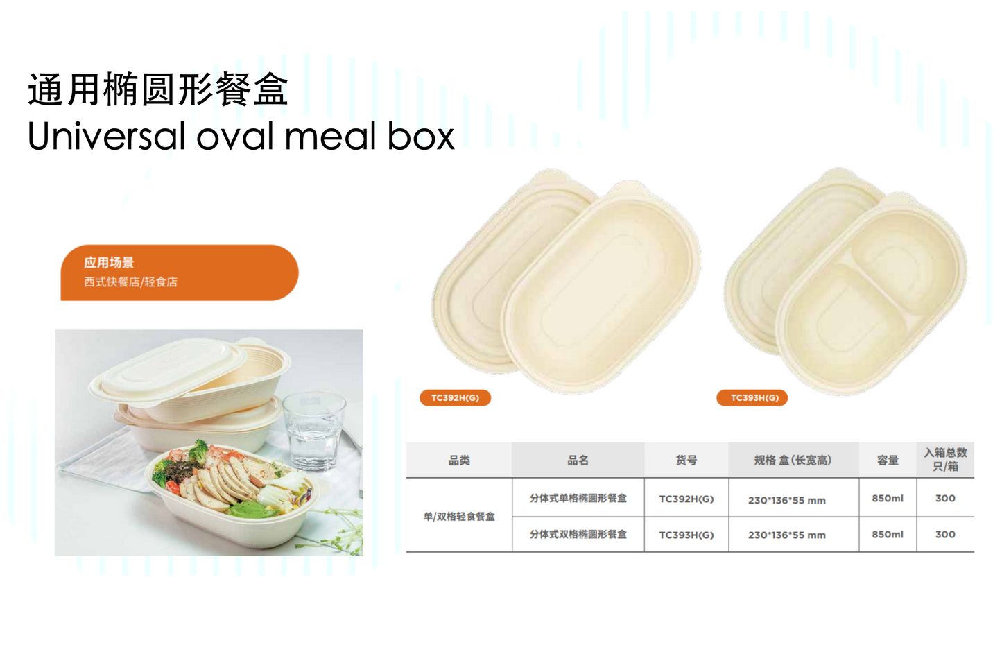 Biodegradable disposable meal boxes / take-out meal box of different size and shape